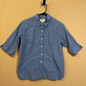 Talbots Top Women's Medium Blue Button Down Short Sleeves